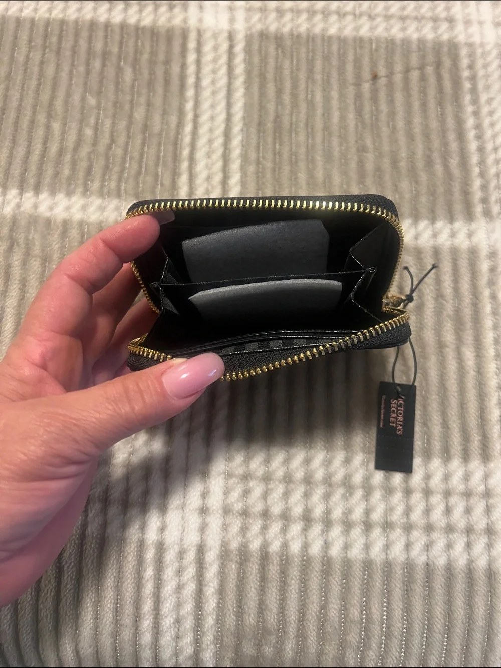 Victoria's Secret Brown Croc-Embossed Zip Wallet with Gold Accent - Picture 6 of 6